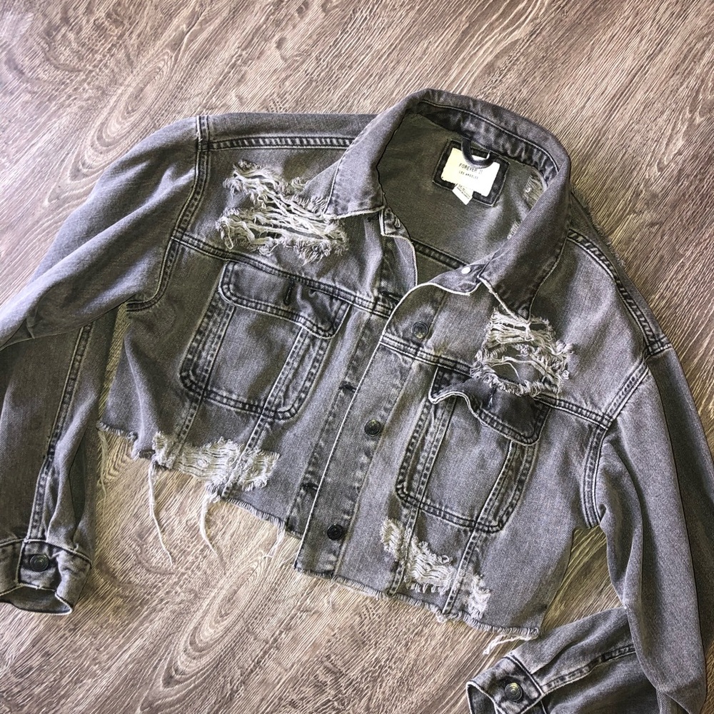 Distressed Gray Denim Jacket